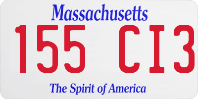 MA license plate 155CI3