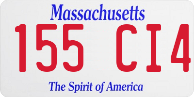 MA license plate 155CI4