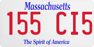 MA license plate 155CI5