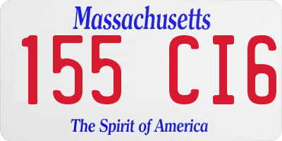 MA license plate 155CI6