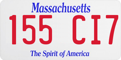 MA license plate 155CI7