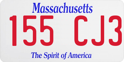 MA license plate 155CJ3