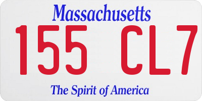 MA license plate 155CL7