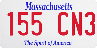 MA license plate 155CN3