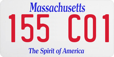 MA license plate 155CO1