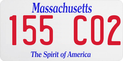 MA license plate 155CO2