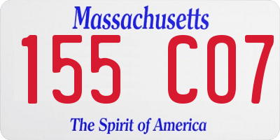 MA license plate 155CO7