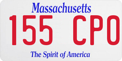 MA license plate 155CP0