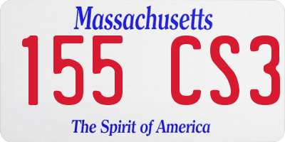 MA license plate 155CS3