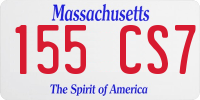 MA license plate 155CS7