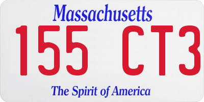 MA license plate 155CT3