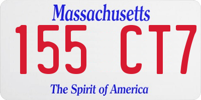 MA license plate 155CT7