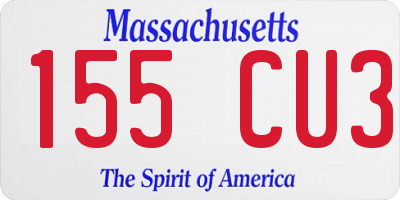 MA license plate 155CU3