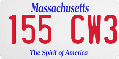 MA license plate 155CW3