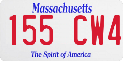 MA license plate 155CW4