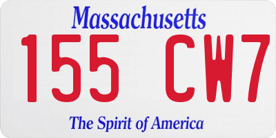 MA license plate 155CW7