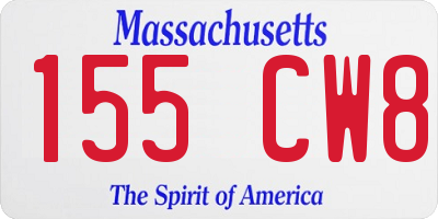 MA license plate 155CW8