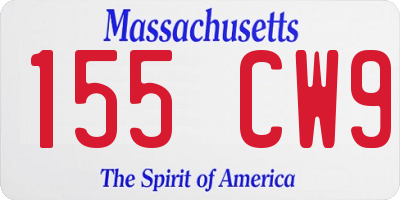 MA license plate 155CW9