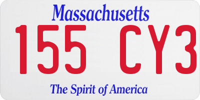 MA license plate 155CY3