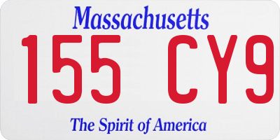 MA license plate 155CY9