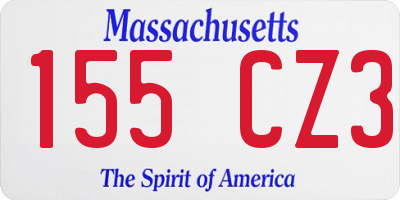 MA license plate 155CZ3