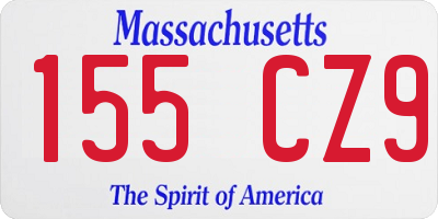 MA license plate 155CZ9