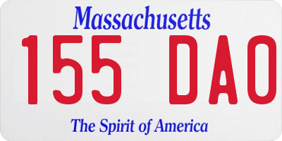 MA license plate 155DA0