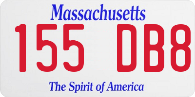 MA license plate 155DB8