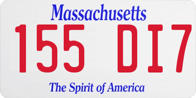MA license plate 155DI7
