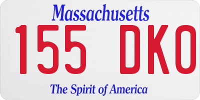 MA license plate 155DK0