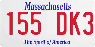MA license plate 155DK3