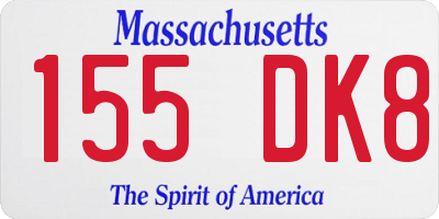 MA license plate 155DK8