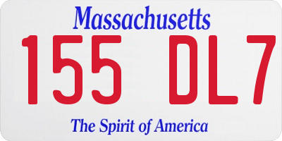 MA license plate 155DL7
