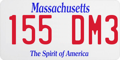 MA license plate 155DM3