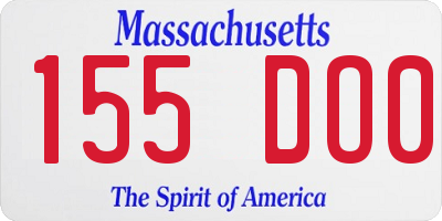 MA license plate 155DO0