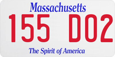 MA license plate 155DO2
