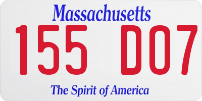 MA license plate 155DO7