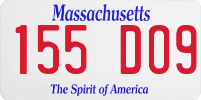 MA license plate 155DO9