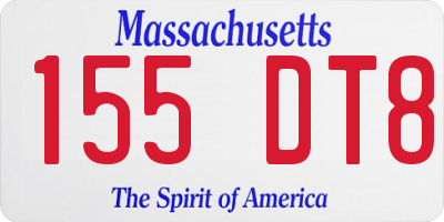 MA license plate 155DT8