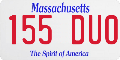 MA license plate 155DU0