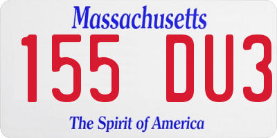 MA license plate 155DU3
