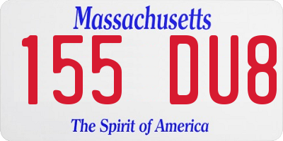 MA license plate 155DU8