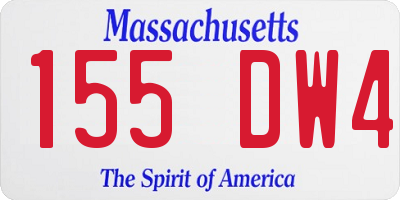 MA license plate 155DW4