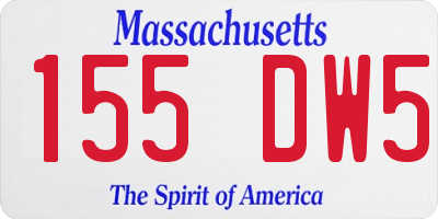 MA license plate 155DW5