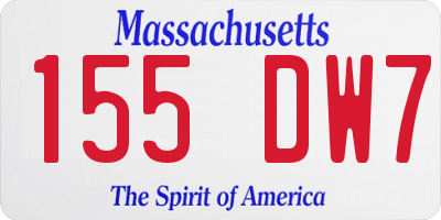 MA license plate 155DW7