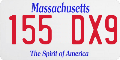 MA license plate 155DX9