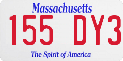 MA license plate 155DY3
