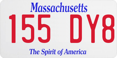 MA license plate 155DY8