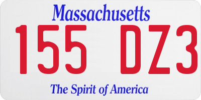 MA license plate 155DZ3