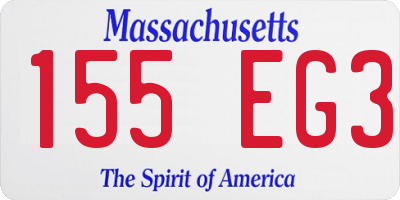 MA license plate 155EG3